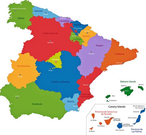 Map of Spain with regions